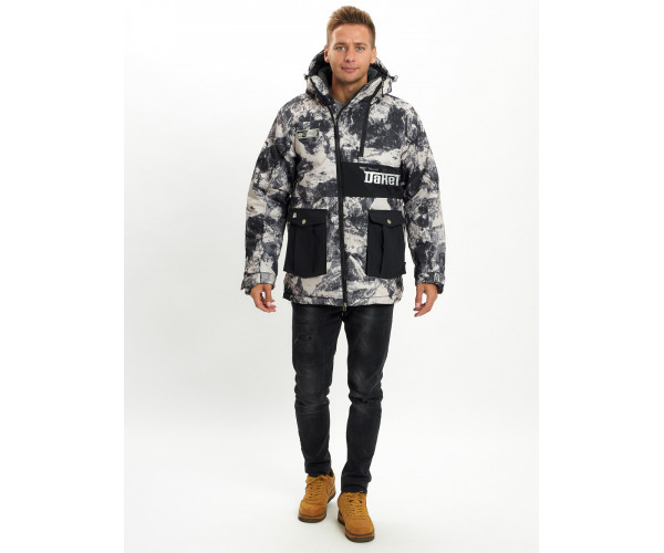 Молодежная зимняя куртка мужская бежевого цвета 059B