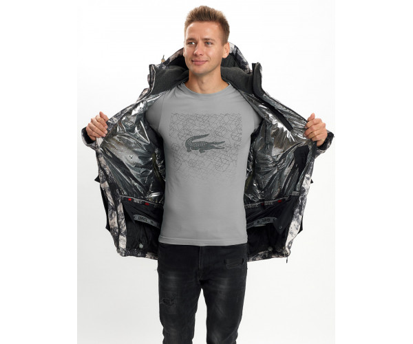 Молодежная зимняя куртка мужская бежевого цвета 059B