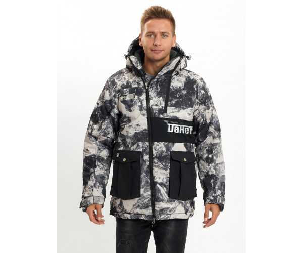 Молодежная зимняя куртка мужская бежевого цвета 059B