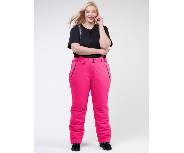 Женские зимние горнолыжные брюки большого размера розового цвета 1878R
