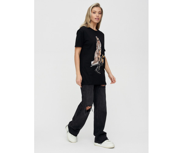 Женская туника с принтом черного цвета 4296Ch
