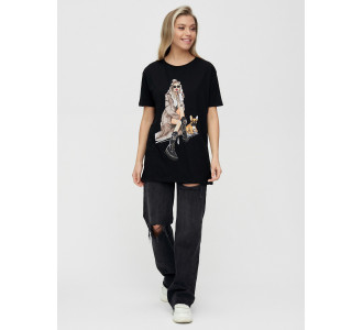 Женская туника с принтом черного цвета 4296Ch