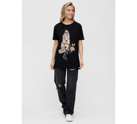 Женская туника с принтом черного цвета 4296Ch