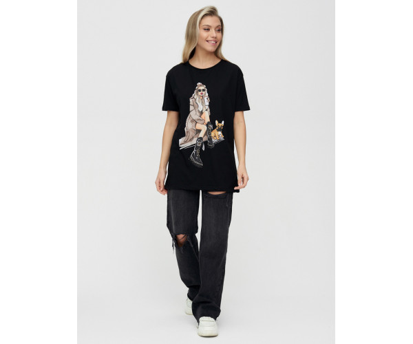 Женская туника с принтом черного цвета 4296Ch