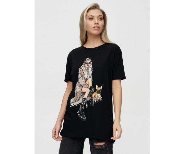 Женская туника с принтом черного цвета 4296Ch