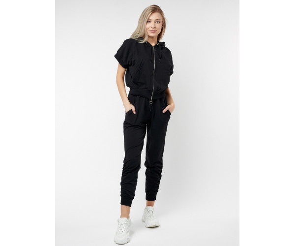 Спортивный костюм трикотажный черного цвета 22111Ch