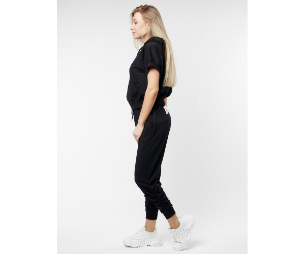 Спортивный костюм трикотажный черного цвета 22111Ch