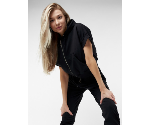 Спортивный костюм трикотажный черного цвета 22111Ch