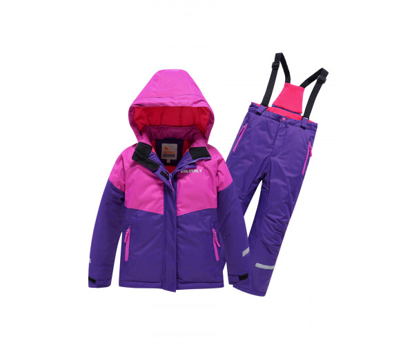 Горнолыжный костюм Valianly для девочки темно-фиолетового цвета 90081TF