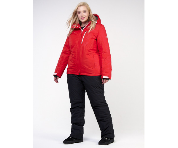 Женский зимний костюм горнолыжный большого размера красного цвета 021982Kr