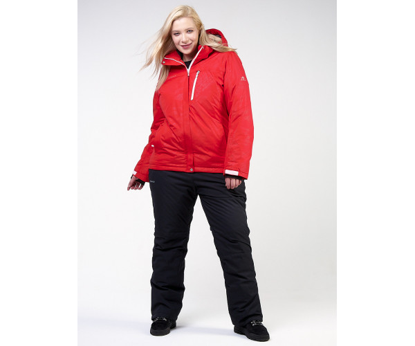 Женский зимний костюм горнолыжный большого размера красного цвета 021982Kr