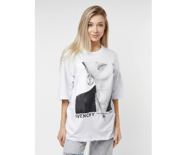 Женские футболки с принтом белого цвета 76098Bl