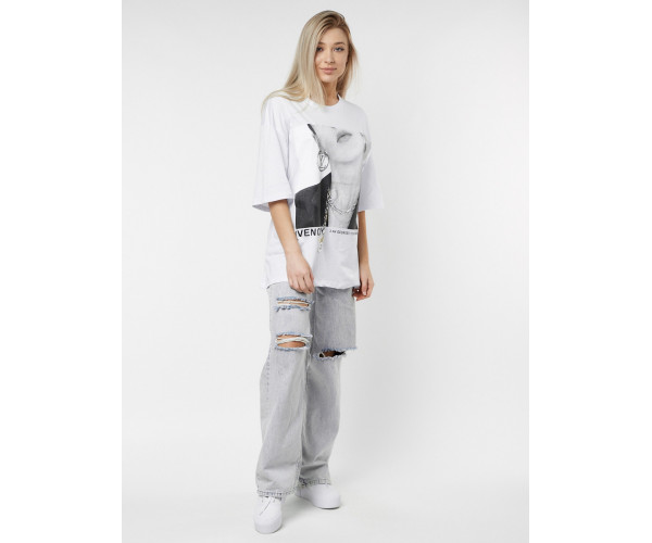 Женские футболки с принтом белого цвета 76098Bl