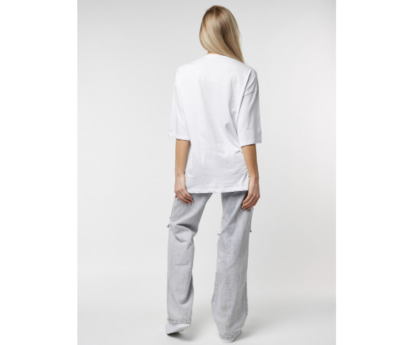 Женские футболки с принтом белого цвета 76098Bl