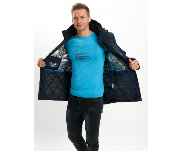 Молодежная зимняя куртка мужская темно-синего цвета 2155TS