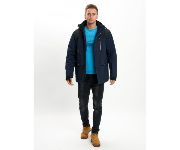 Молодежная зимняя куртка мужская темно-синего цвета 2155TS