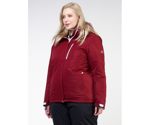 Женский зимний костюм горнолыжный большого размера бордового цвета 011982Bo