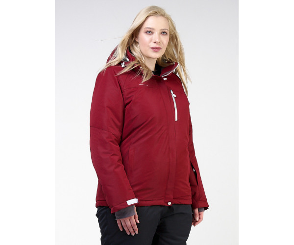 Женский зимний костюм горнолыжный большого размера бордового цвета 011982Bo