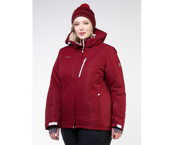 Женский зимний костюм горнолыжный большого размера бордового цвета 011982Bo