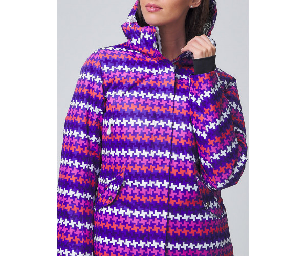 Женская зимняя горнолыжная куртка темно-фиолетового цвета 1937TF