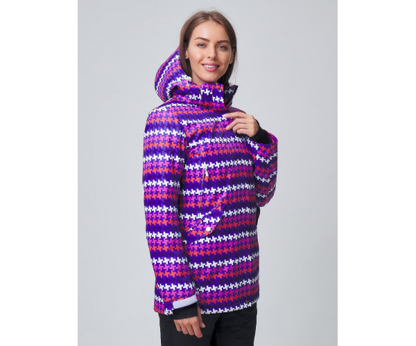 Женская зимняя горнолыжная куртка темно-фиолетового цвета 1937TF