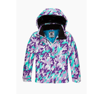 Подростковая для девочки зимняя горнолыжная куртка фиолетового цвета 1774F
