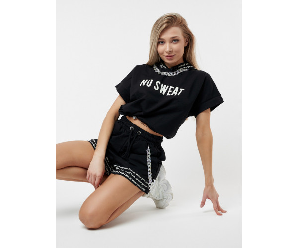 Костюм шорты и топ черного цвета 21117Ch