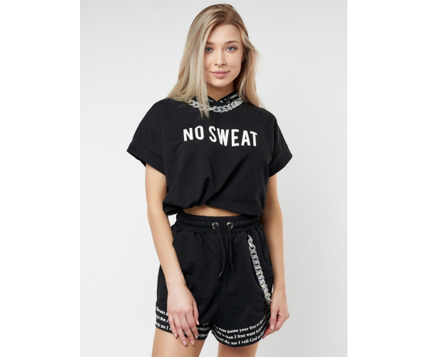 Костюм шорты и топ черного цвета 21117Ch