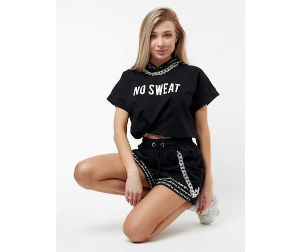 Костюм шорты и топ черного цвета 21117Ch