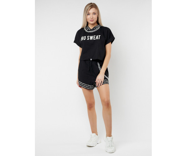 Костюм шорты и топ черного цвета 21117Ch