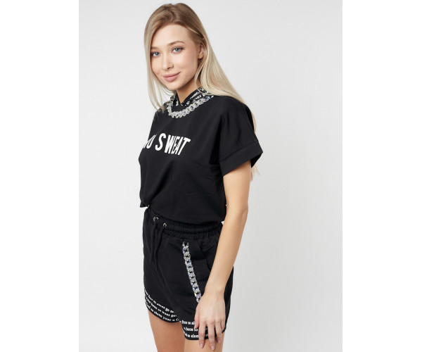 Костюм шорты и топ черного цвета 21117Ch