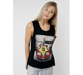 Футболка без рукавов женская черного цвета 8209Ch