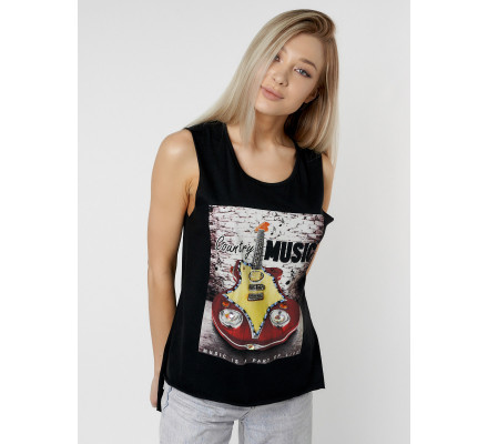 Футболка без рукавов женская черного цвета 8209Ch