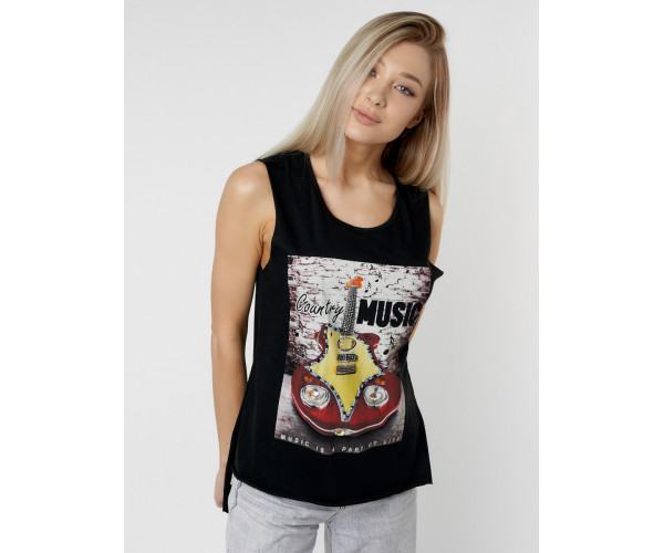 Футболка без рукавов женская черного цвета 8209Ch