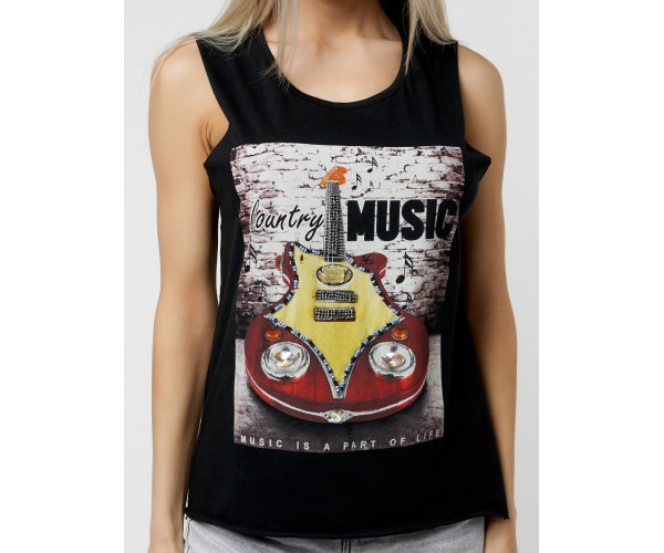 Футболка без рукавов женская черного цвета 8209Ch