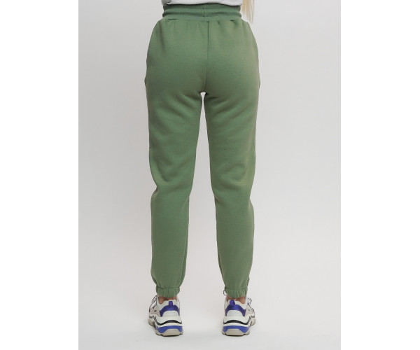Джоггеры женские на флисе зимние цвета хаки 1097Kh