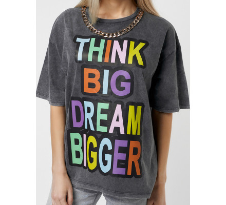 Женские футболки с принтом серого цвета 76009Sr