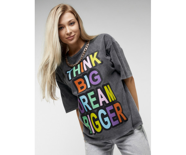 Женские футболки с принтом серого цвета 76009Sr