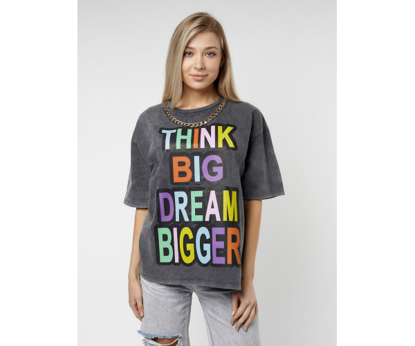 Женские футболки с принтом серого цвета 76009Sr