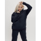 Трикотажный спортивный костюм женский с начесом темно-синего цвета 1084TS