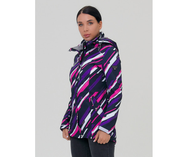 Женская осенняя весенняя парка softshell фиолетового цвета 1923-1F
