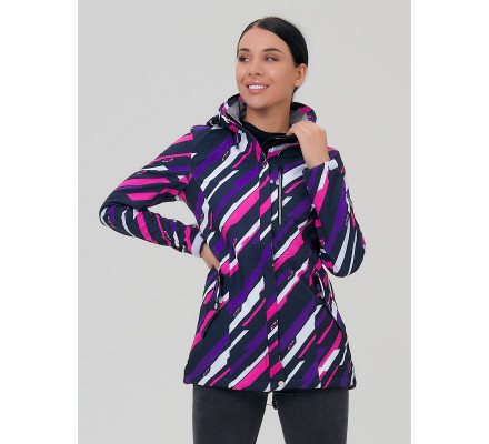 Женская осенняя весенняя парка softshell фиолетового цвета 1923-1F