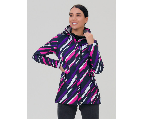 Женская осенняя весенняя парка softshell фиолетового цвета 1923-1F