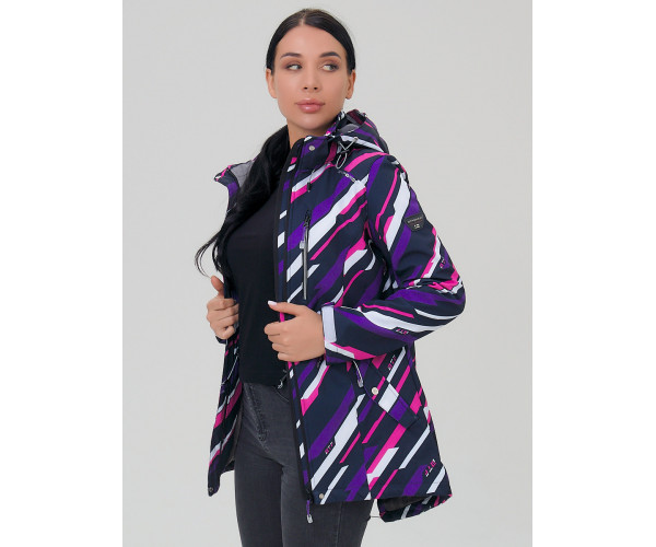 Женская осенняя весенняя парка softshell фиолетового цвета 1923-1F