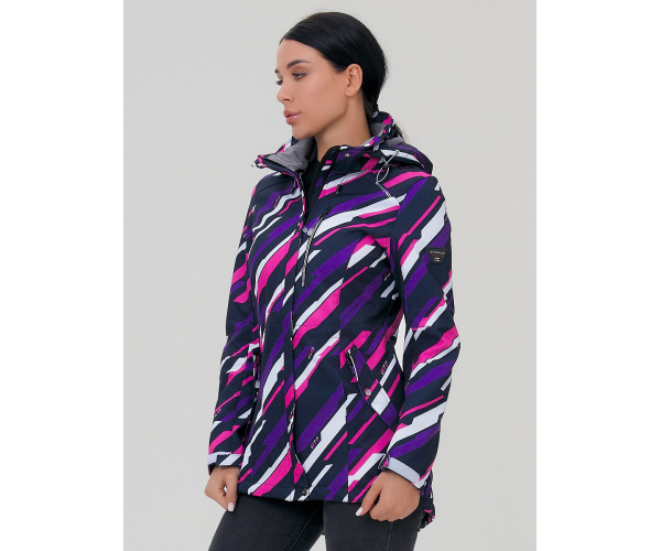 Женская осенняя весенняя парка softshell фиолетового цвета 1923-1F