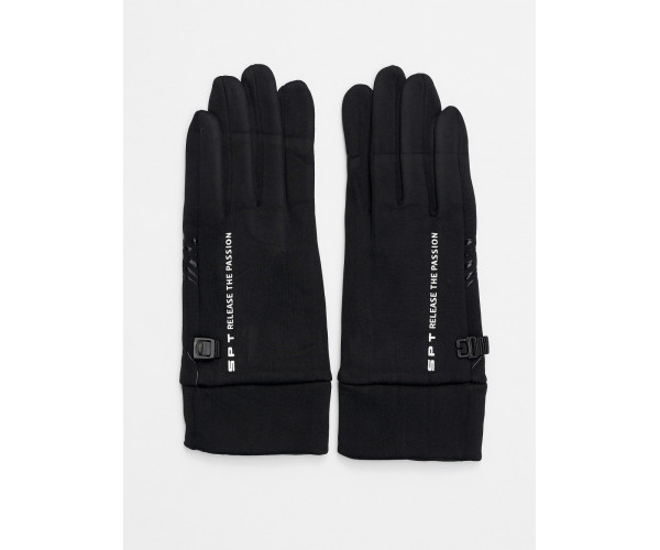 Спортивные перчатки демисезонные женские черного цвета 644Ch