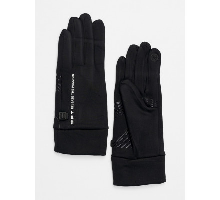 Спортивные перчатки демисезонные женские черного цвета 644Ch