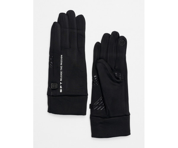 Спортивные перчатки демисезонные женские черного цвета 644Ch