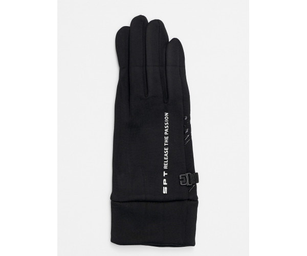 Спортивные перчатки демисезонные женские черного цвета 644Ch