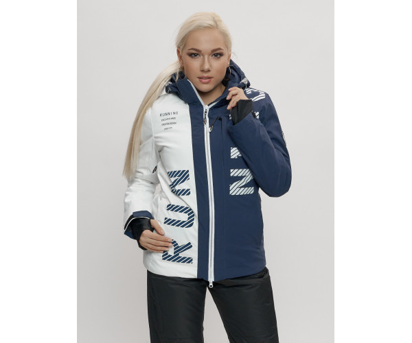 Горнолыжный костюм женский темно-синего цвета 668TS